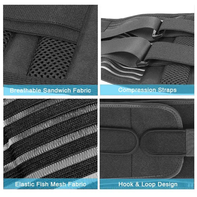 Back Braces for Lower Back Pain Relief with 6 Stays, Breathable Back Support Belt, Anti-skid lumbar support belt with 16-hole