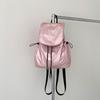 Simple Pu Black Large Flip Backpacks Women Travel Bag Harajuku Drawstring Student Schoolbag Backpack Unisex Bagpack Sac A Dos