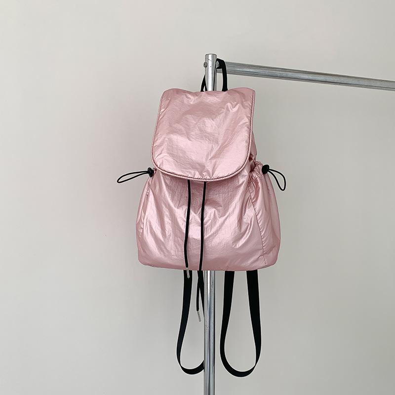 Simple Pu Black Large Flip Backpacks Women Travel Bag Harajuku Drawstring Student Schoolbag Backpack Unisex Bagpack Sac A Dos