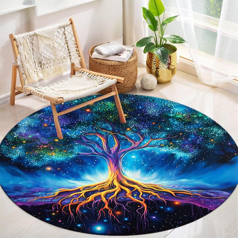 1Pc Tree of Life Circular Print Rug - home decoration Carpet For Living Room Bedroom Flooring Computer Chair Area Rug