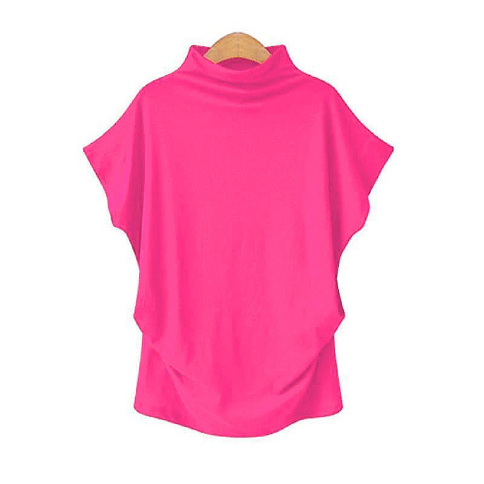 

Модные женские топы с коротким рукавом и воротником-стойкой из полиэстера и хлопка, свободная футболка с коротким рукавом для женщин XXL