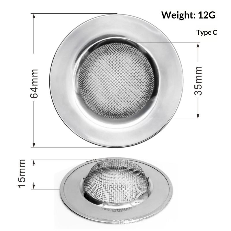 1Pc Kitchen Sink Stainless Steel Mesh Strainer Anti Clog Sears Sewer Filter Easy Clean Food Stopper