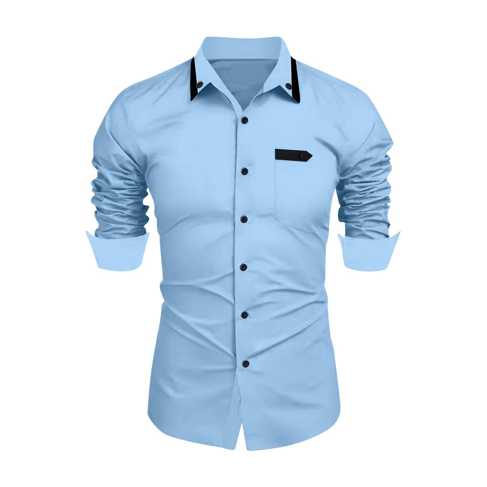 

Мужская повседневная модная деловая мужская трендовая рубашка с длинными рукавами XXL