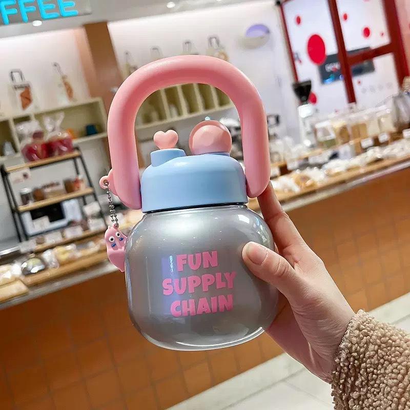 Cute Panda Portable Double Drink Cup with Straw - High Temperature Resistant