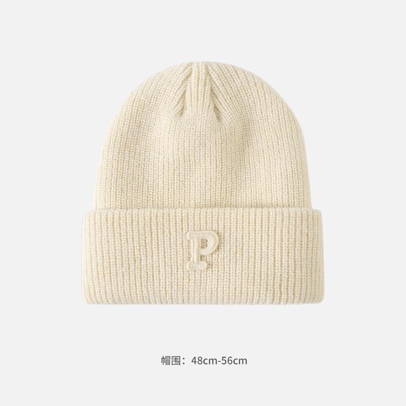 Alphabet Cloth Wool Hat Women's Autumn and Winter Face Small Windproof Ear Protection Cold Hat Fashionable Versatile Warm Knitted Hat