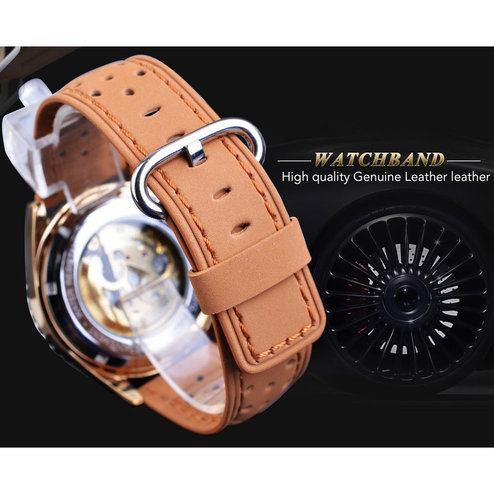 Forsining Men's Fashion Casual Hollow Waterproof Automatic Mechanical Watch GMT1155-1-A