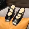 Fashion Hot Selling Women's Slippers Mule Summer 2025 New Square Toe Chunky Heels Silver Women Shoes Outdoor Ladies Slippers Women Shoes