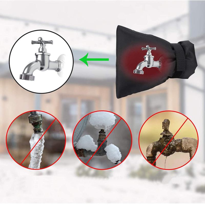 1Pcs Faucet Cover Winter Black Outdoor Waterproof Freeze Protection Insulation Outside Garden Faucet Tap Reusable Protector