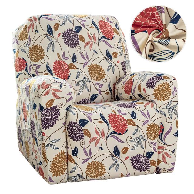 Floral Recliner Sofa Furniture Cover Stretch Reclining Sofa Furniture Slipcovers For Family Room Detachable Lazy Boy Relax Armchair Cover Home Decor