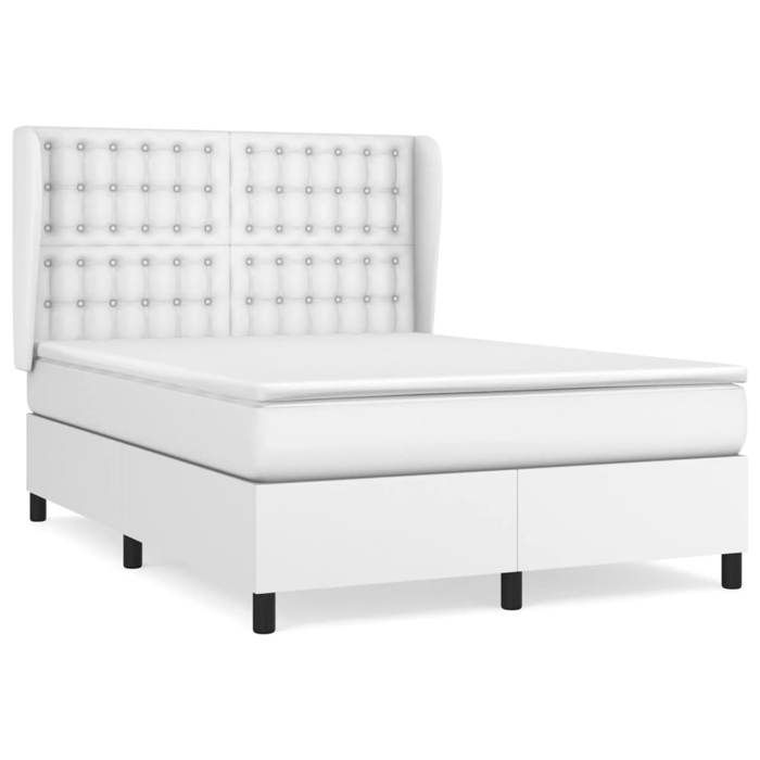 VidaXL Divan Bed with Mattress White 140x200cm Faux Leather - Model 3129034