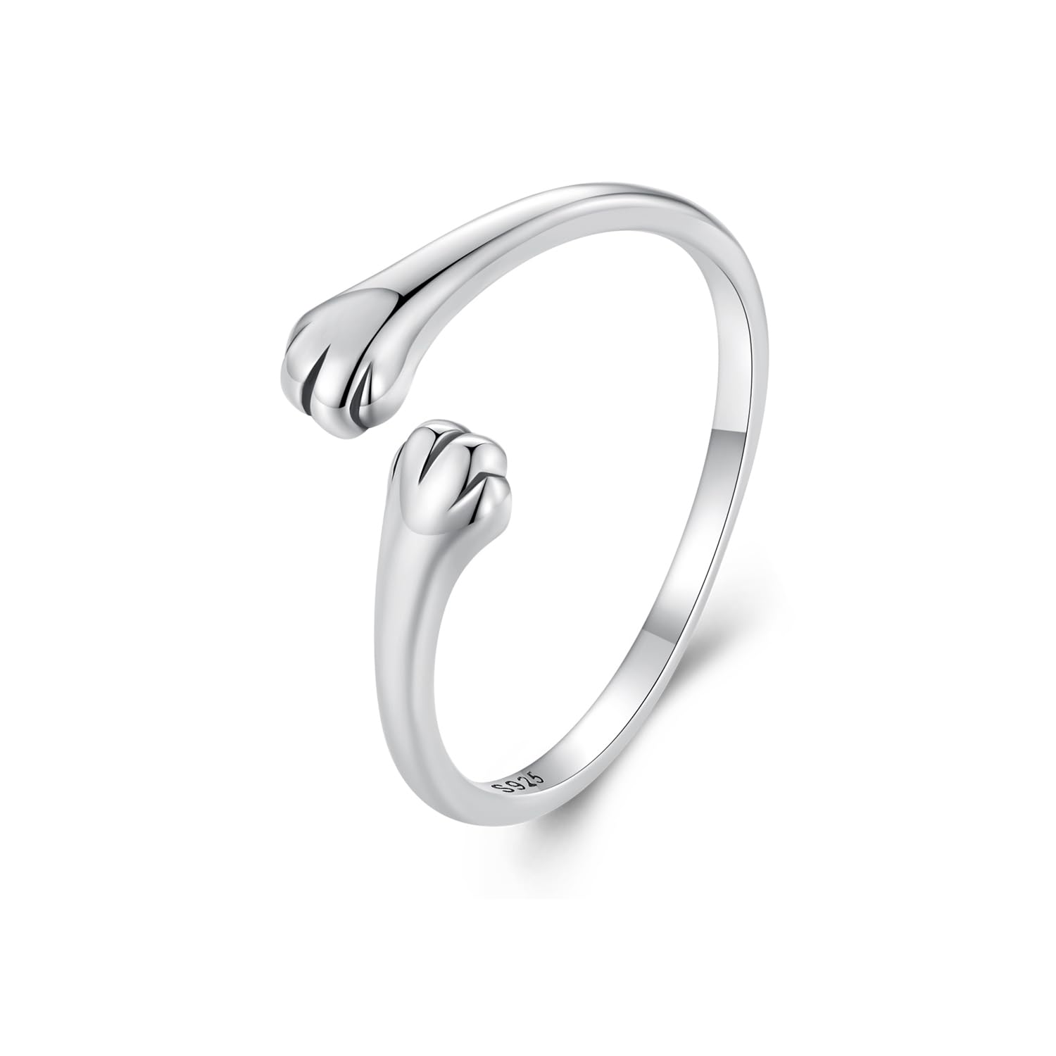 925 Sterling Cat Claw Open Perfect Gift for Cat Christmas [Rockyu] Women s Ring, Silver, Motif, Ring, Adjustable, Lovers, Birthday,