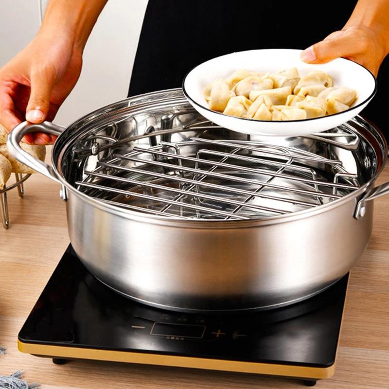 Paslanmaz Çelik Tencere Buhar Rafı Pişirme Fırın Tencere Standı Airfryer Izgara Yemek Aksesuarları Mutfak Buharlama Rafları Izgara