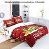 3pc Christmas Music Guitar Print Red Chipless Bedding Set Soft and Comfortable Bedroom Dormitory Multiple Sizes Machine Washable