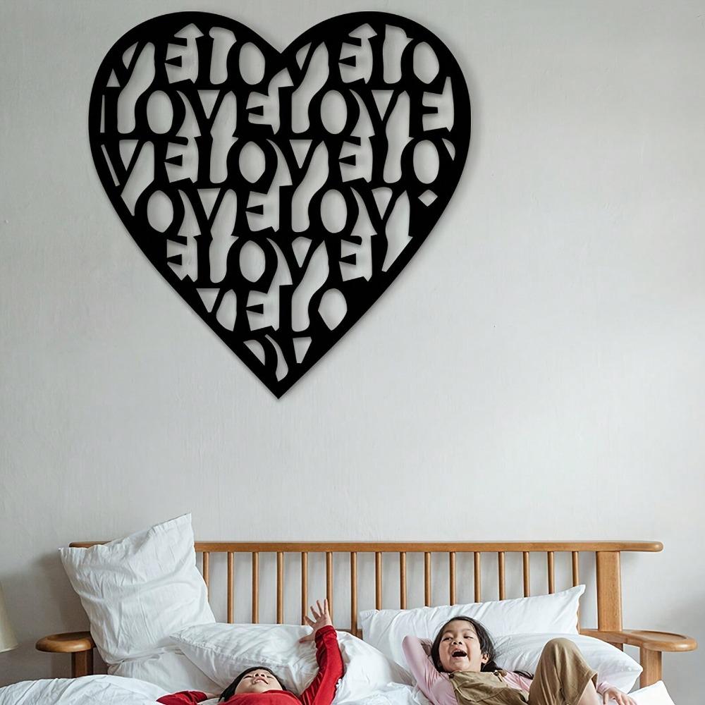 Geometric Heart Metal Wall Art Modern Iron Decor Living Room Home Gift Valentine Anniversary Housewarming