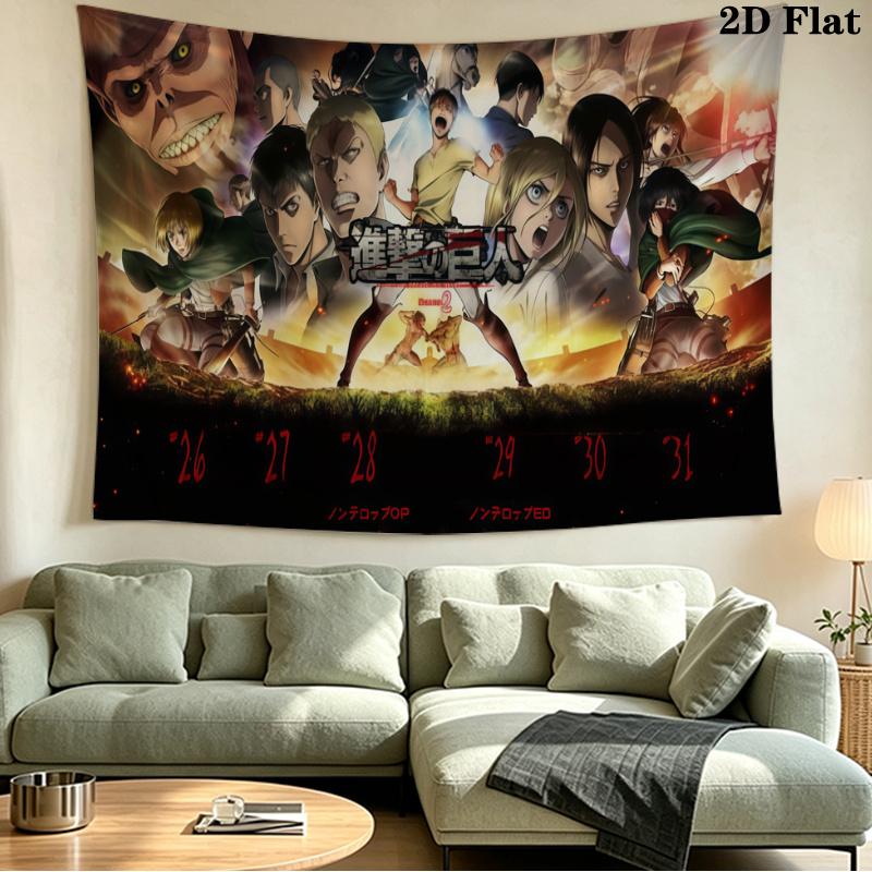 Anime Attack-on-Titan Wall Tapestry Aesthetic Wall Hanging Printed Fabric Blanket Decorative Tapestries for Bedroom Living Room Home Decor