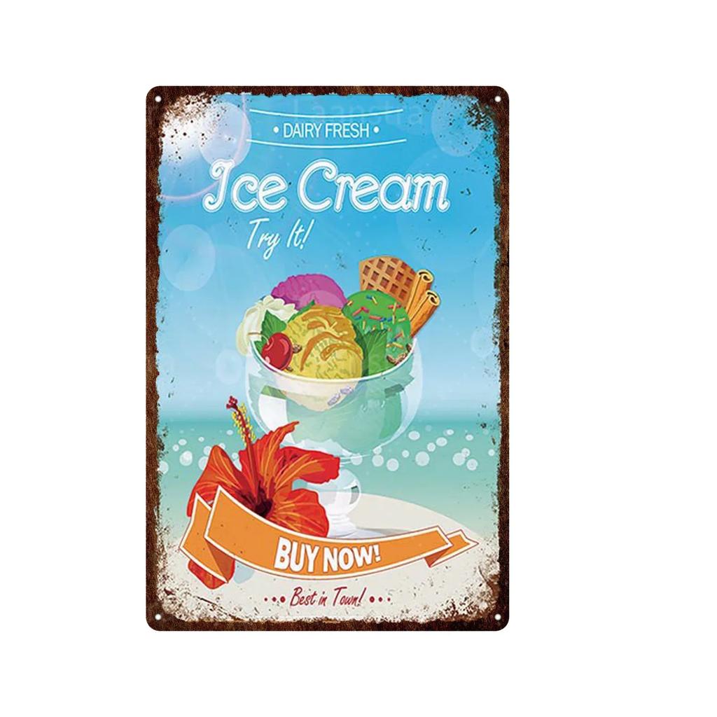 Soft Serve Ice Cream Iron Poster Painting Tin Sign Vintage Wall Decor for Cafe Bar Pub Home Beer Decoration Crafts
