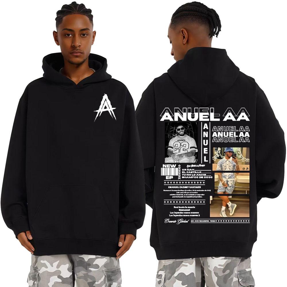 Rapper Anuel AA Real Hasta La Muerte World Tour Hoodies Men Women Fashion Hip Hop Pop Music Sweatshirts Fleece Casual Pullovers