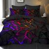 Digital Printing Soft with Soft Fabric Duvet Cover Set, Patern of Colorful Light Shing Through Black Rocks, It Uses a 3D Ultra-Soft Brushed, 3Pcs