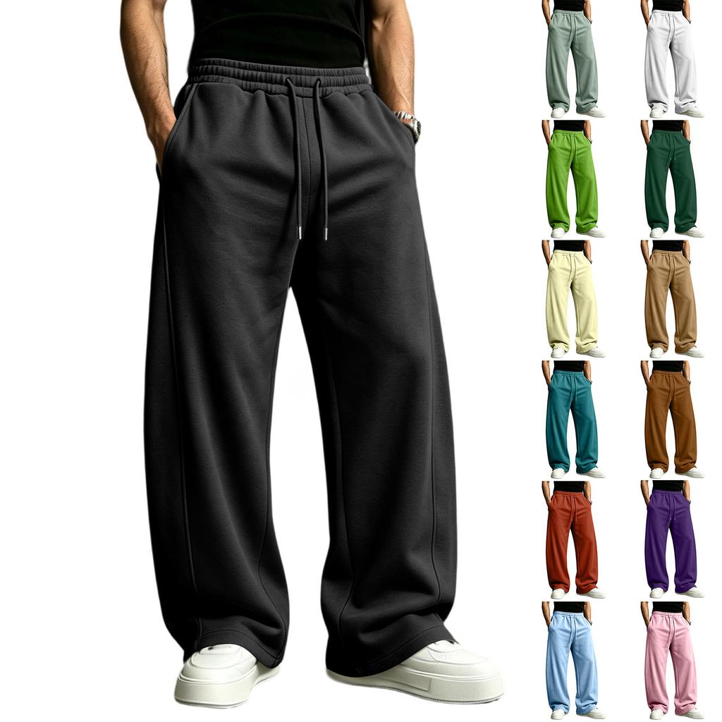 Men's Casual Straight Leg Joggers with Elastic Waistband and Drawstring for Everyday Wear