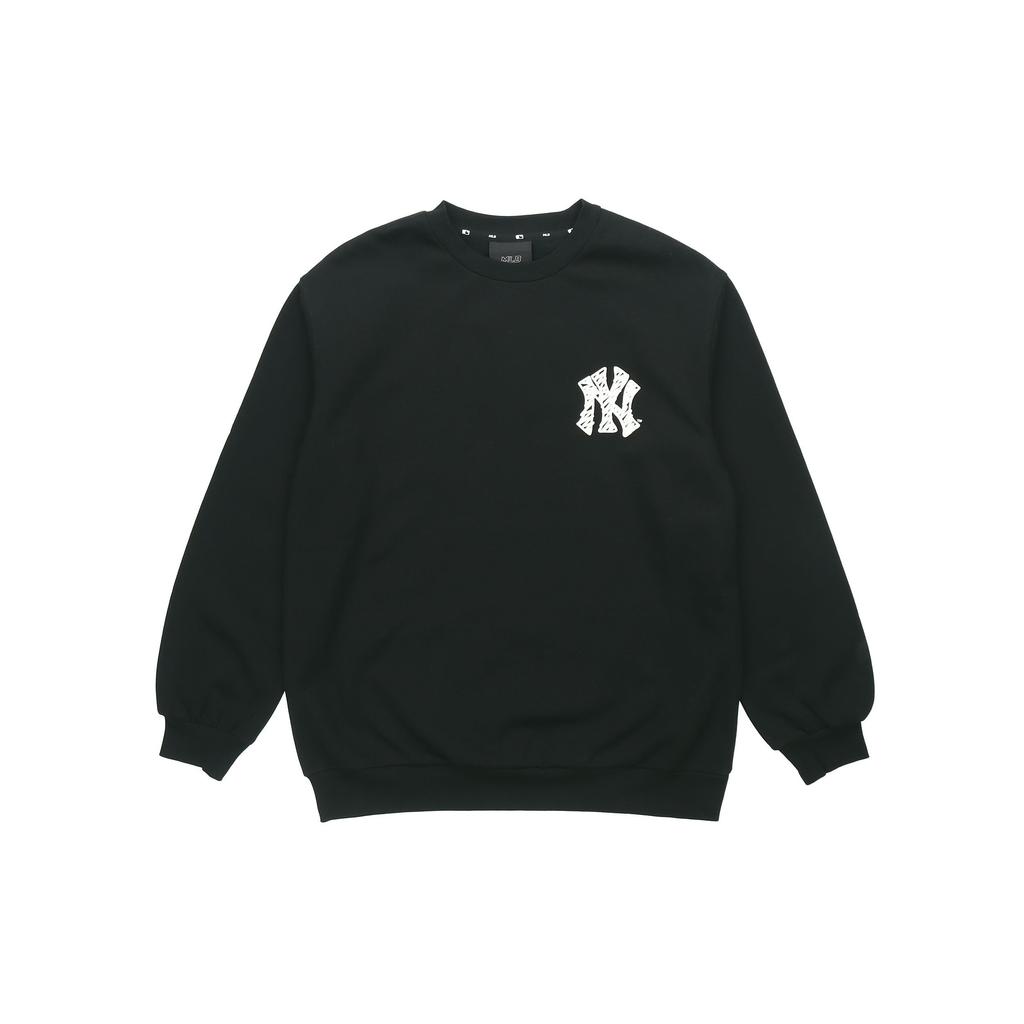 Serie Simile MLB New York Yankees Logo Lettere Posteriori Felpa con Cappuccio in Pile Felpato Felpa Unisex Nero 31MT22961-50L