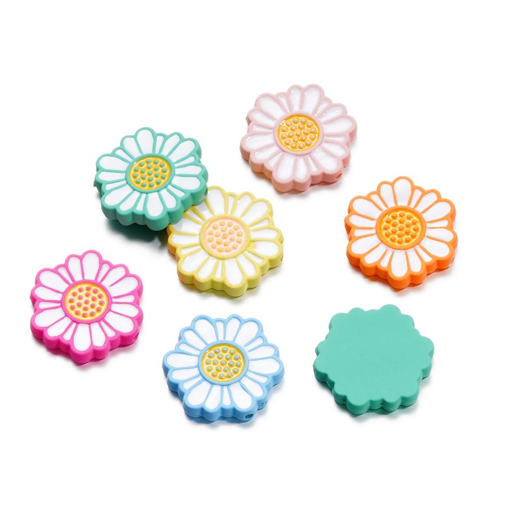 5Pcs/Lot 23*24.6mm Acrylic Daisy Shape Loose Spacer Beads for DIY Jewelry Making Necklace Bracelet Findings Accessories