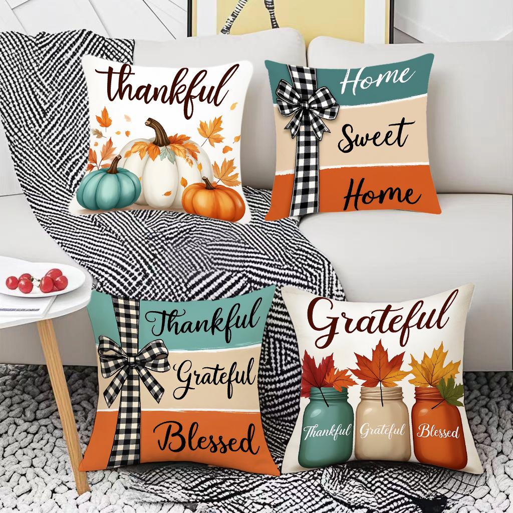 Thanksgiving Holiday Atmosphere Pillow Print Holiday Atmosphere Decoration Living Room Home Pillow Cushion Cover