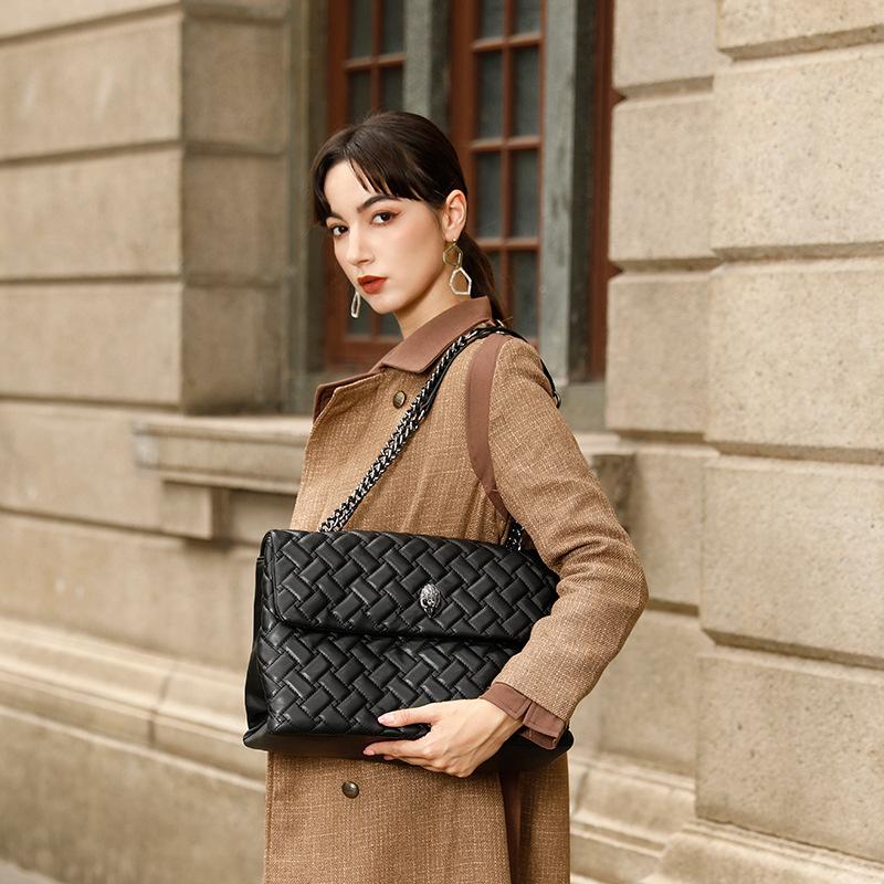 Módní dámská taška Značková taška s diamantovým prošíváním a řetízkem přes tělo Mřížková designová taška přes rameno s hlavou orla Velká taška