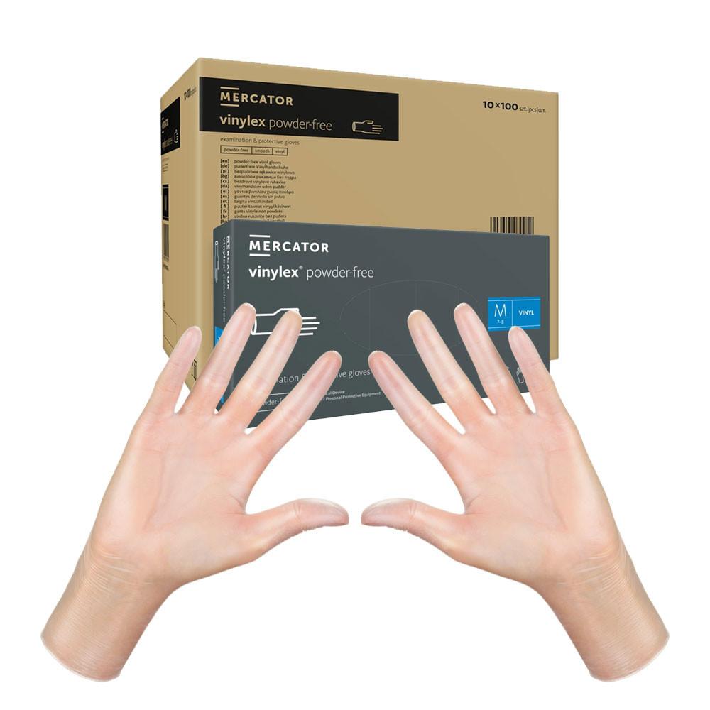 Vinyl Gloves Powder-Free Mercator Vinylex Transparent 100 Pcs Carton 10 Pack