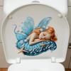 Cartoon Little Girl Pearl Butterfly Bathroom Toilet Toilet Beautification and Decoration Stickers