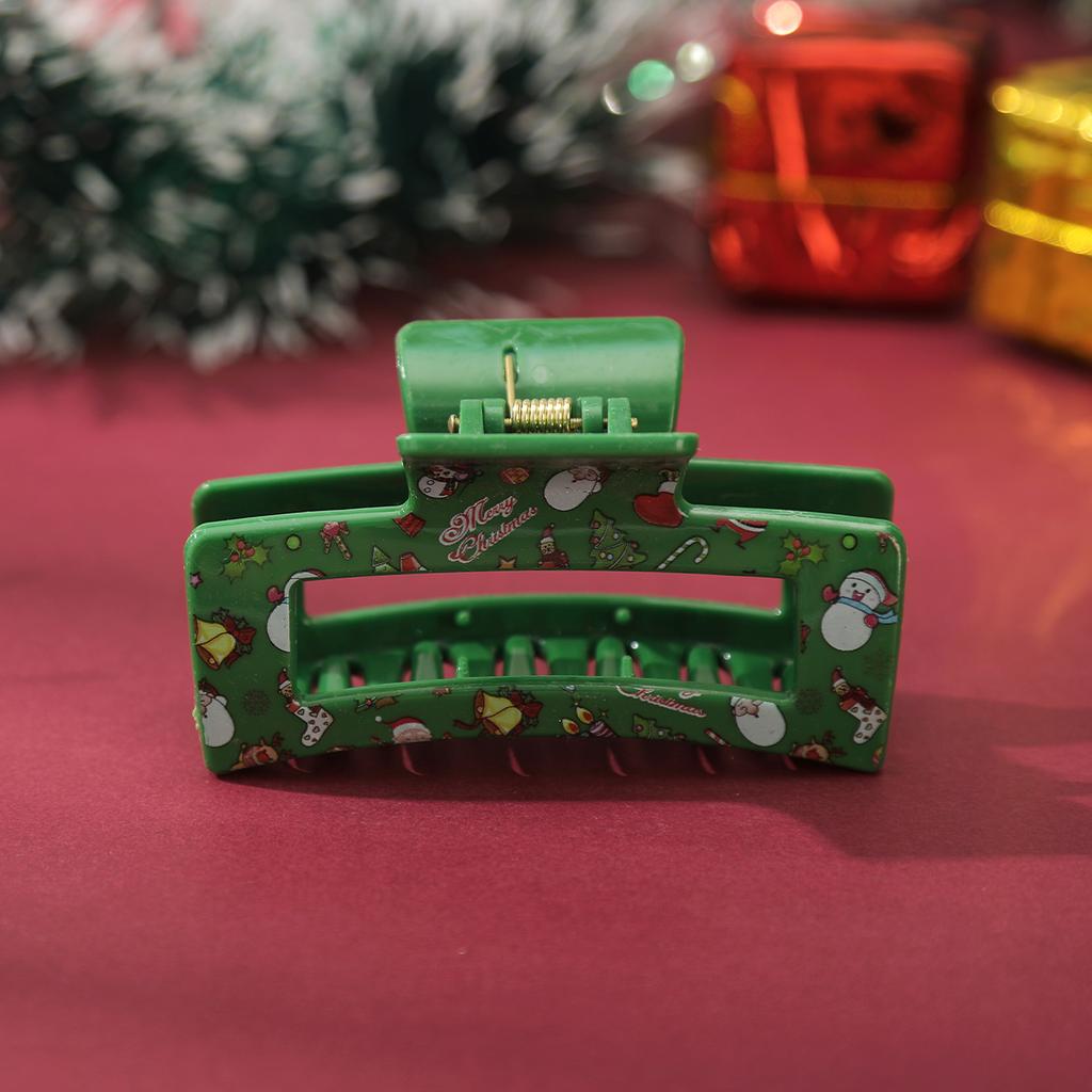 AWAYTR Christmas Pattern Hair Claws Acrylic Square Hair Clips Crab For Women Girl Gift Hair Accessories Festival Headwear