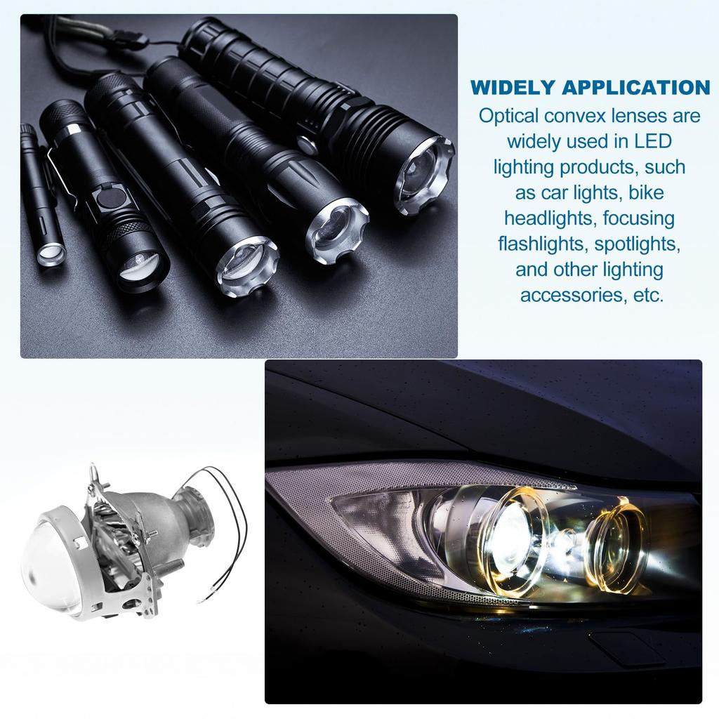 PATIKIL 15pcs 38mm Diameter Flat Convex Lens 9.7mm Height Acrylic LED Optical Convex Lens