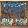 Transparent Decorative Film Christmas Winter Village Static Window Clings, Snowflake Snow House Indoor Festive Atmosphere Decor Stickers, Removable