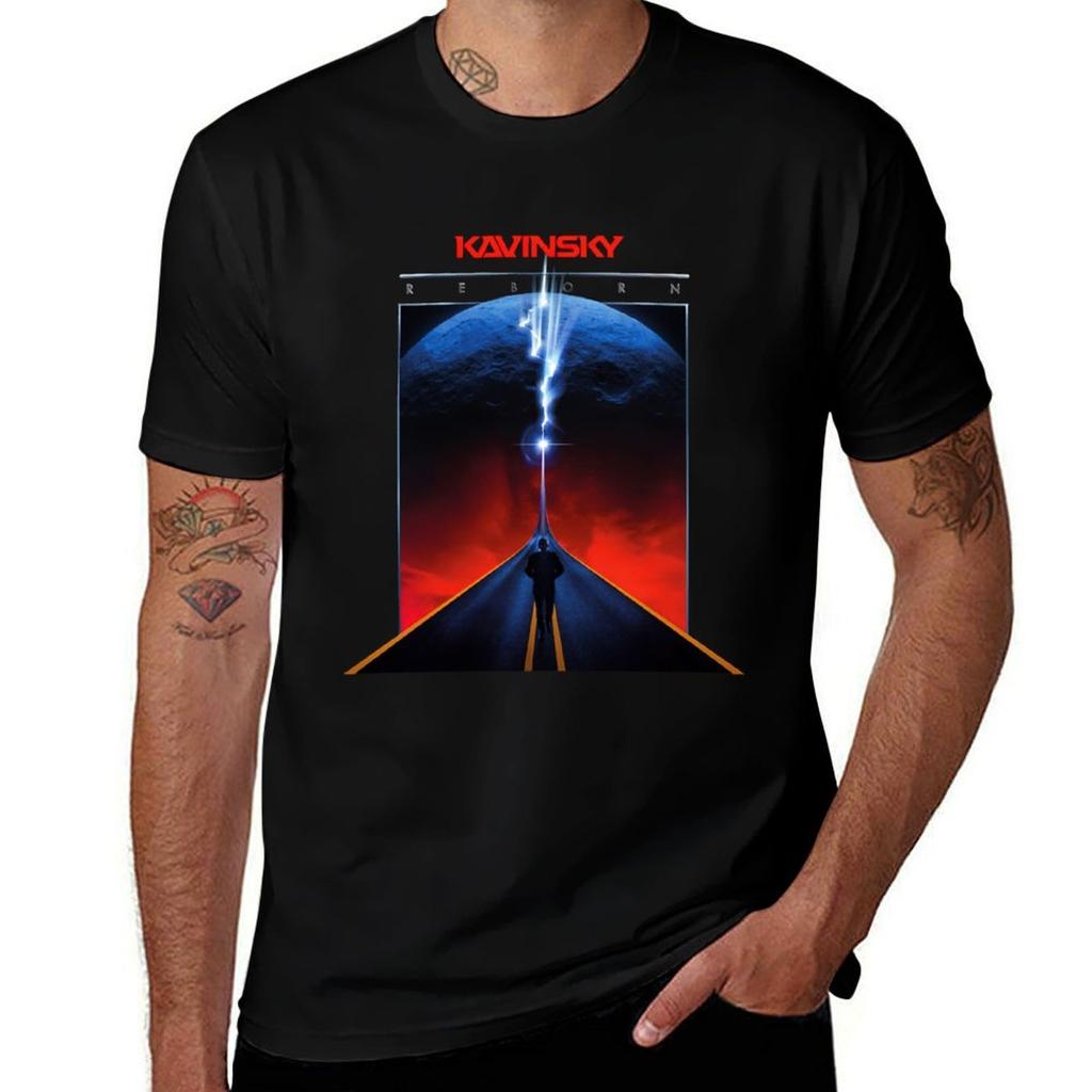 Walking Alone Kavinsky Reborn Tshirt Minimalist Plain Crew Neck Tshirt