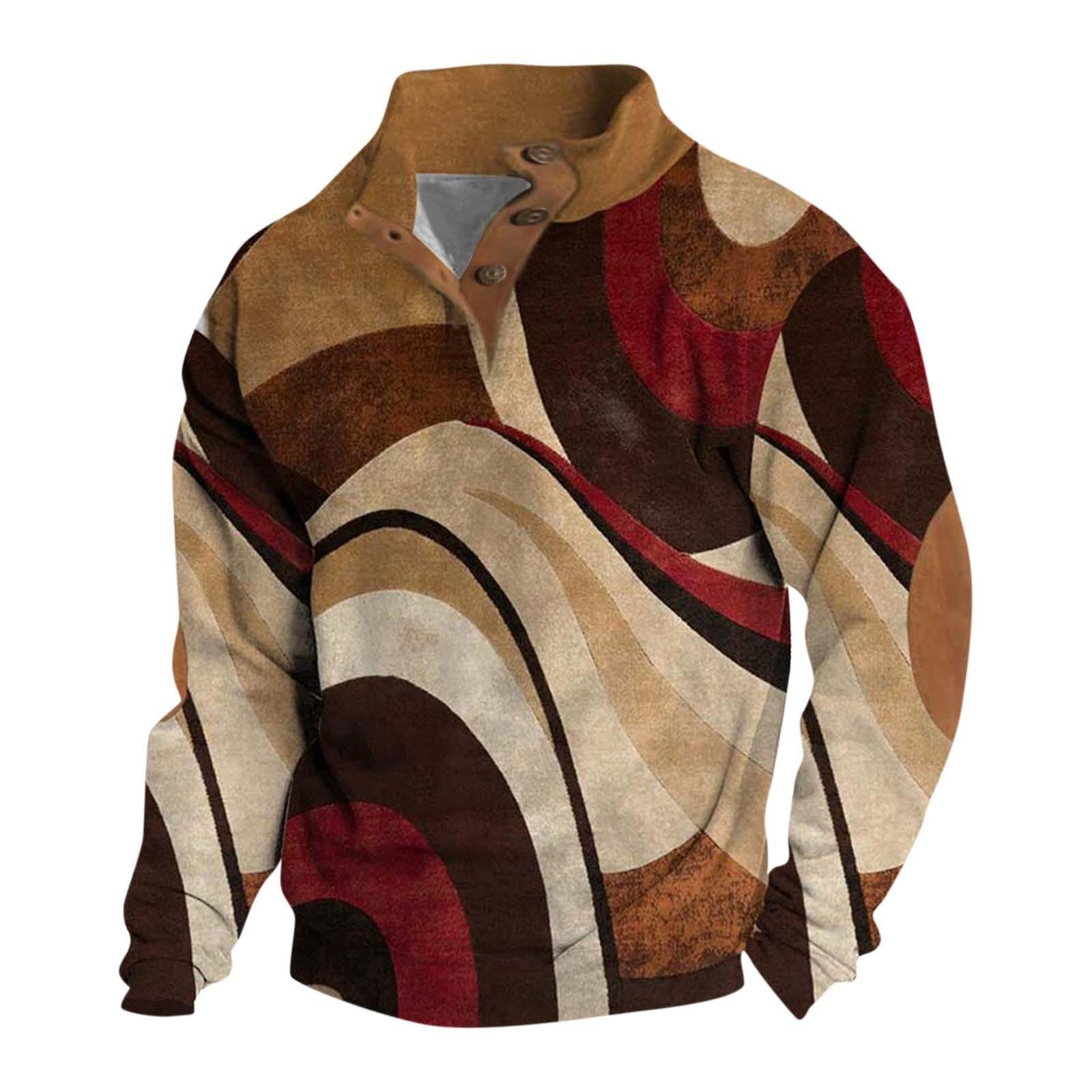 Spring And  Men s Standing Collar Sweatshirt Is Outdoor Casual Sweaters Tops S коричневый