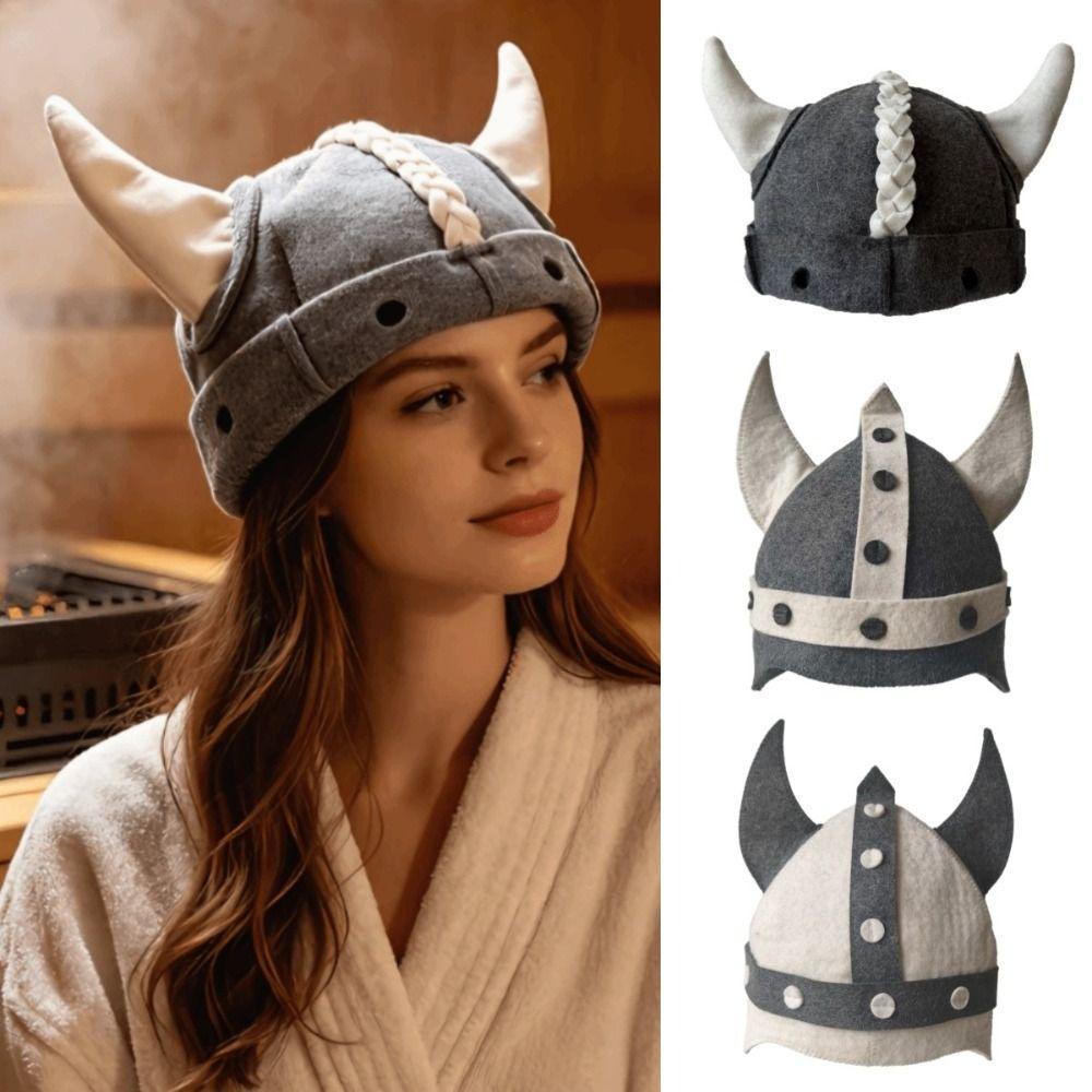 Funny Viking Horn Sauna Hat Halloween Cosplay Horn Helmet Cosplay Costume Prop