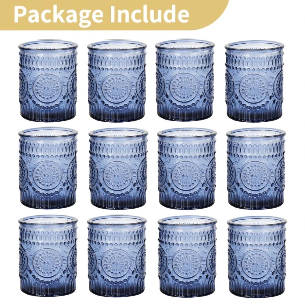 6/12Pcs Votive Glass Candle Holders Centerpiece Table LED Tea Light Candlestick for Home Birthday Wedding Party