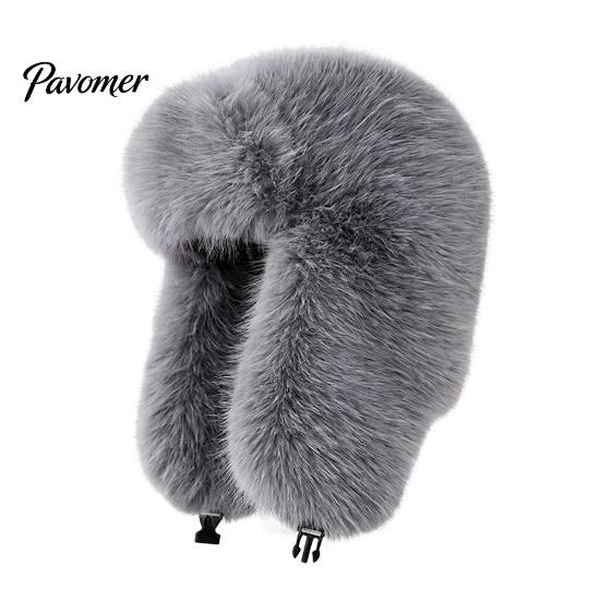 Cozy Outdoor Sports Cap Faux Fur Trapper Hat, Fuzzy Winter Hat with Ear Flaps, Fleece Fashionable Headwear Lined Windproof Ushanka for Women