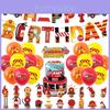 Banner de Alumínio Caminhão de Bombeiros Decoração de Festa de Aniversário Tema Bombeiro Topper de Bolo Conjunto de Bandeirolas de Balão