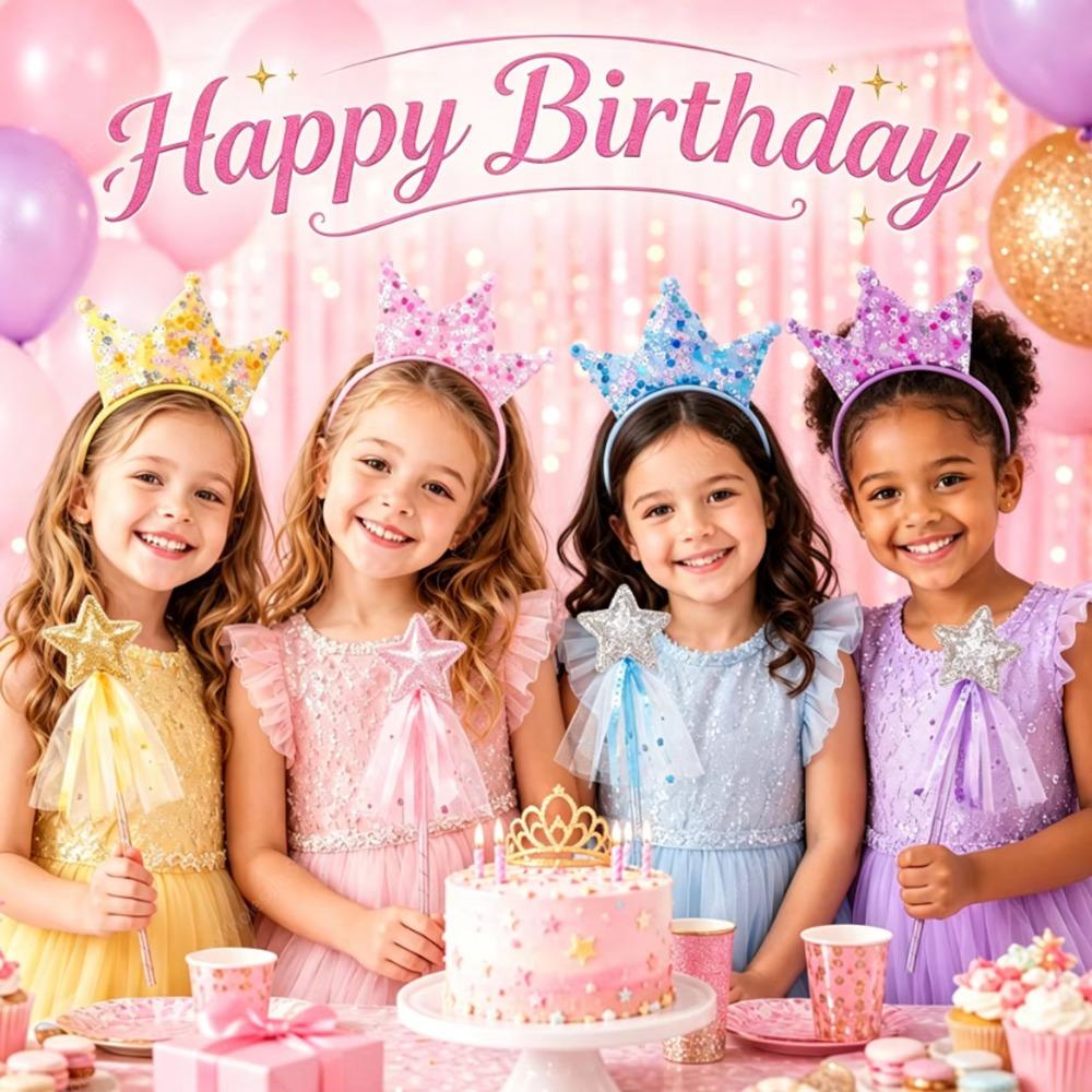 8-48Pcs Glitter Star Magic Wand Fairy Wand Tassel Glitter Sequins Princess Crowns Headband for Kids Birthday Party Gifts Wedding