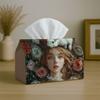 1pc Surreal Romantic Portrait Tissue Box - Girl Rose Dreamy, Office, Parties,  for Living Room, Kitchen, Events - Decorative Desk Decor, Home Organiza