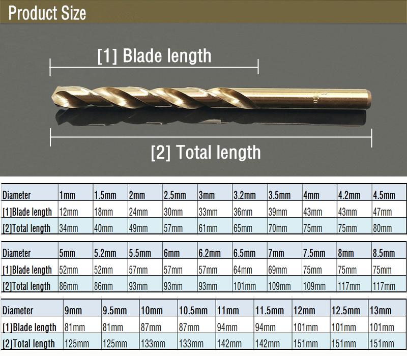 1-10mm HSS M35 Stainless Steel Twist Drills Metal Drill Cobalt Twist Drill Bit Set The Whole Ground Metal Reamer Hole Tools