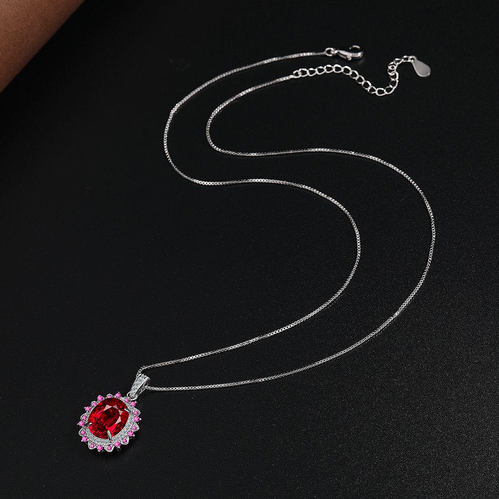 Exquisite Ruby and Garnet Pendant Necklace with Large Pigeon Egg Stone