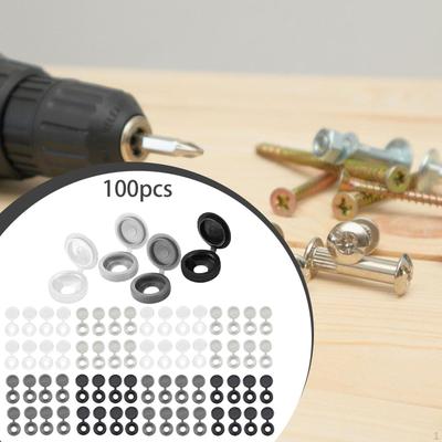 100 Pieces Hinged Screw Covers Sturdy Multipurpose Snap Washer Flip Tops