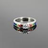 Color Rainbow Cubic Zircon Rings For Women Wedding Lovely Engagement Proposal Ring Accessory