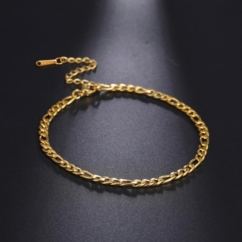 Stainless Steel Gold Chain Bracelet Heart Beaded Couple Bracelets Wrist Jewelry Gift for Women Men