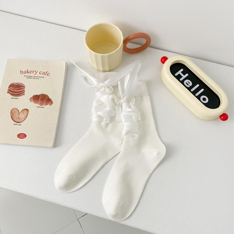 Strap Socks Women S Jk Bow Lolita College Style Tube Socks Ballet Style Wear Women S Socks Long One size fits all