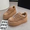 Sneakers Donna Retro in Pelle Nabuk, Autunno/Inverno, Suola Spessa, Stile Casual Versatile