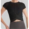 Women's Black Quick-Drying Short-Sleeve Yoga Top