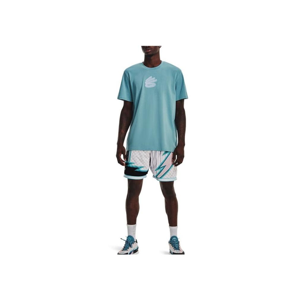 Under Armour Logo Print Crew Neck Short Sleeve T-Shirt Men Tops Blue 1376801-400