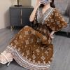 26-Year Floral V-Neck Cotton Silk Batwing Sleeve Beach Dress - Thailand Travel & Vacation Skirt Style